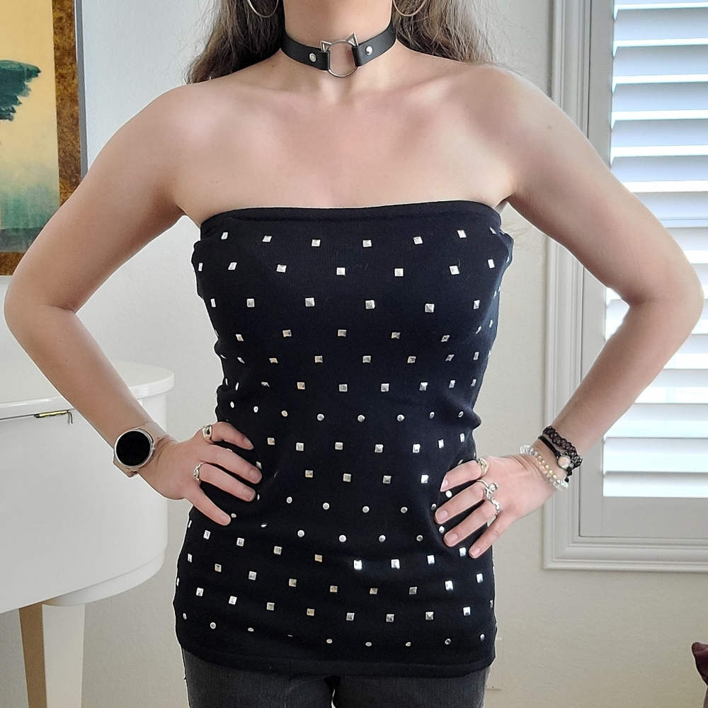 Studded Black Tube Top